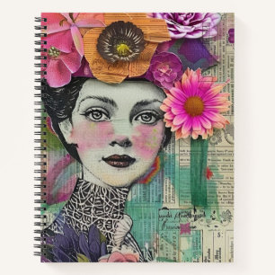 Vintage Scrapbook Collage Gezicht (5) Notitieboek