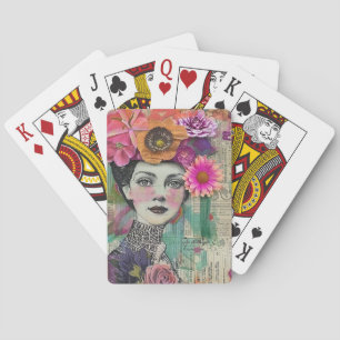 Vintage Scrapbook Collage Gezicht (5) Pokerkaarten