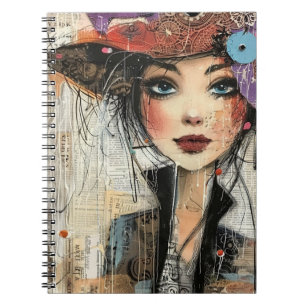 Vintage Scrapbook Collage Gezicht (8) Notitieboek