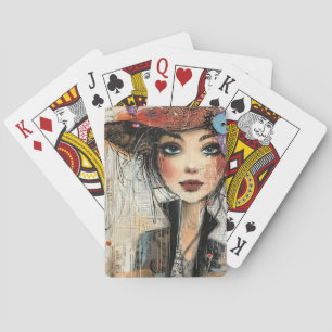 Vintage Scrapbook Collage Gezicht (8) Pokerkaarten