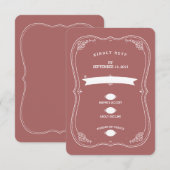 Vintage Scroll | Marsala Huwelijksaanmelding RSVP- RSVP Kaartje (Voorkant / Achterkant)