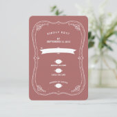 Vintage Scroll | Marsala Huwelijksaanmelding RSVP- RSVP Kaartje (Staand voorkant)