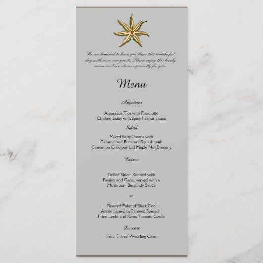 Vintage Sea Animals Beach Wedding Menu (Devant)