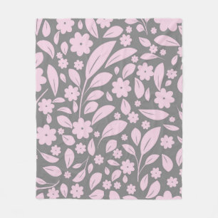 Vintage seamless pattern with pink flowers and lea fleece deken