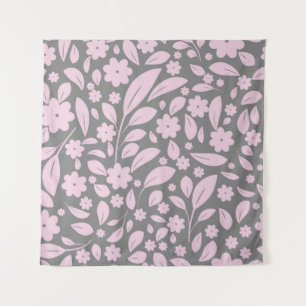 Vintage seamless pattern with pink flowers and lea wandkleed