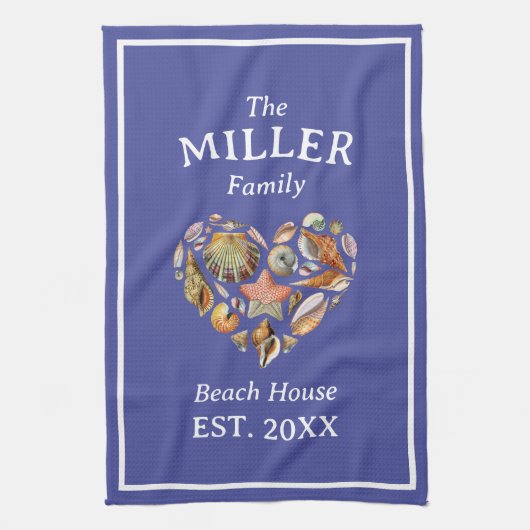 Vintage Seashell Family Beach House Serviette de c (Vertical)