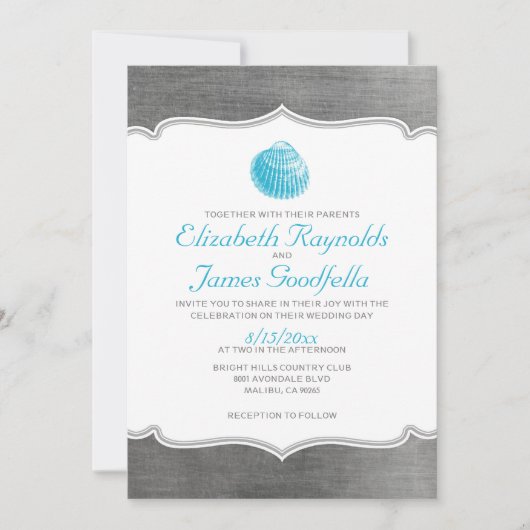 Vintage Seashells Invitation de mariage de destina (Devant)