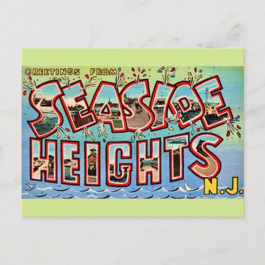 Vintage Seaside Heights NJ Briefkaart (Voorkant)