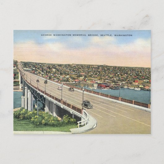 Vintage Seattle Aurora Bridge Briefkaart (Voorkant)