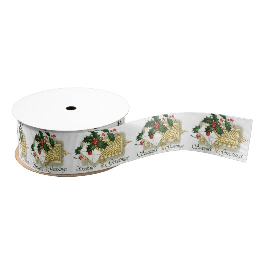 Vintage Seizoenen kerstmis Grosgrain Lint (Spoel)