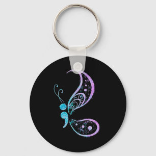 Vintage Semicolon Butterfly Semi-Colon Tattoo Ment Sleutelhanger