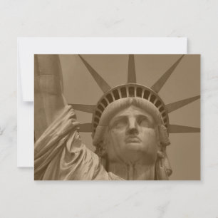 Vintage Sepia Beeld van de Vrijheid New York Close Briefkaart