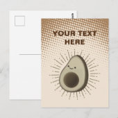 Vintage Sepia Cartoon Avocado Gradient Briefkaart (Voorkant / Achterkant)