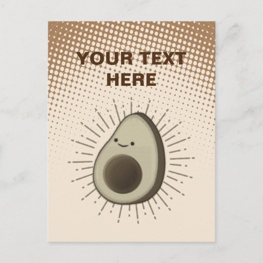 Vintage Sepia Cartoon Avocado Gradient Briefkaart (Voorkant)