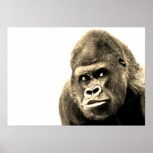 Vintage Sepia Gorilla Poster