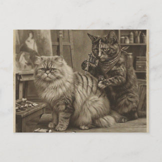 Vintage Sepia Kattattoo-artiest – Grappige Victori Briefkaart