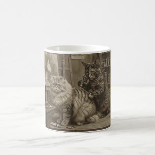 Vintage Sepia Kattattoo-artiest – Grappige Victori Koffiemok