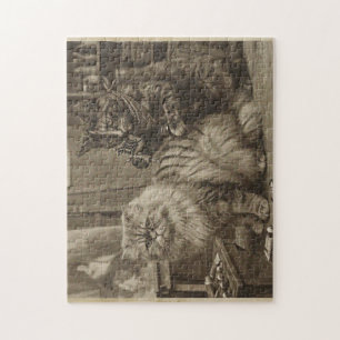Vintage Sepia Kattattoo-artiest – Grappige Victori Legpuzzel
