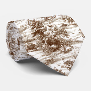 Vintage Sepia Oogst Platteland Toile Patroon Stropdas