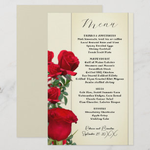 Vintage Sepia Red Roses Menu Modèle