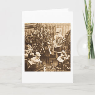 Vintage Sepia Stereoview van de Victoriaans Feestdagen Kaart