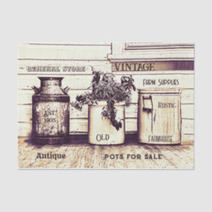 Vintage Sepia Tone Rustic Ephemera Jugs Tissuepapier