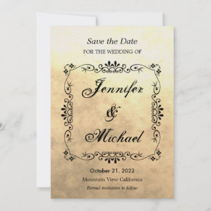 Vintage Sepia Trouwkaart Klassiek Save The Date