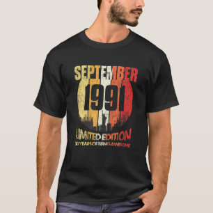 Vintage september 1991 Funny 30e verjaardag 30 jaa T-shirt