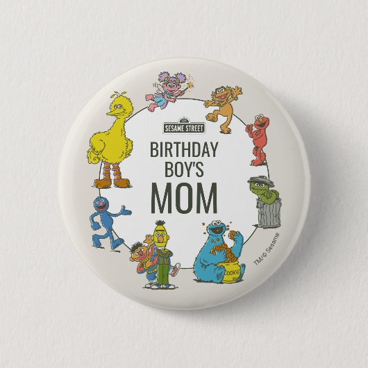 Vintage Sesame Street Characters Birthday Button (Voorkant)