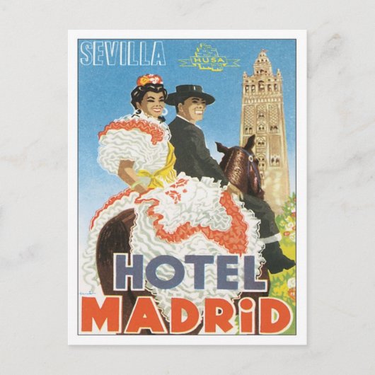 Vintage Sevilla Spain Hotel Briefkaart (Voorkant)