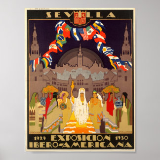 Vintage Sevilla Spanje Expo 1919 Poster