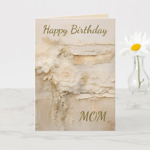 Vintage Shabby Chic Beige Kanten Bloem Moeder Kaart