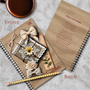 Vintage Shabby Chic en Strikjes op Jute Herinnerin Notitieboek