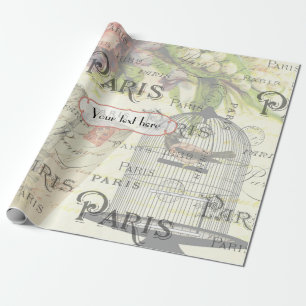 Vintage Shabby-Chic Paris Thema Trouw Aangepast Cadeaupapier