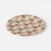Vintage Shabby Chic Roses Pattern Papieren Bordje (Gekanteld)