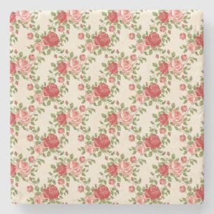 Vintage Shabby Chic Rozen Patroon Stenen Onderzetter