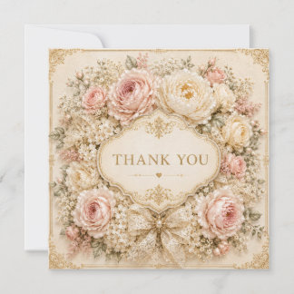 Vintage Shabby Roses Bedankkaart