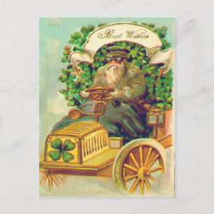 Vintage Shamrock Auto St. Patrick's Day Kaart