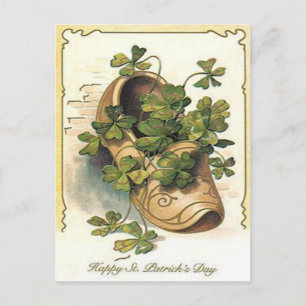 Vintage Shamrock Klompen St. Patrick's Day Kaart