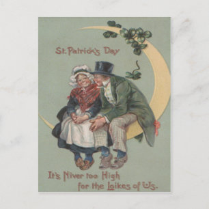 Vintage Shamrock Koppel Op Maan St. Patrick's Day Briefkaart
