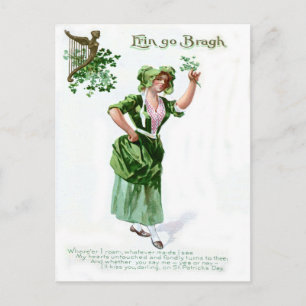 Vintage Shamrock Meisje St. Patrick's Dag Kaart