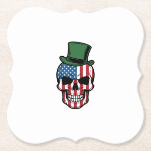 Vintage Shamrock Schedel Vlag Vector Design_1 Kartonnen Onderzetters