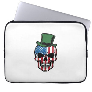 Vintage Shamrock Schedel Vlag Vector Design_1 Laptop Sleeve