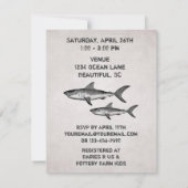 Vintage Shark Ocean Baby shower Beach Invitation (Dos)