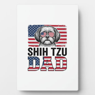 Vintage Shih Tzu Vader Patriottische Hond Shirt On Fotoplaat