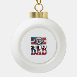 Vintage Shih Tzu Vader Patriottische Hond Shirt On Keramische Bal Ornament