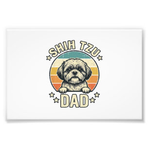 Vintage Shih Tzu Vader Shirt Ontwerp voor Hondenli Foto Afdruk