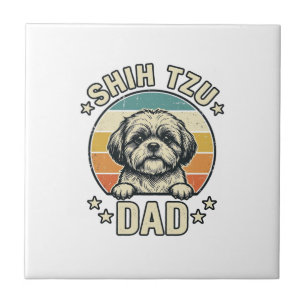 Vintage Shih Tzu Vader Shirt Ontwerp voor Hondenli Tegeltje