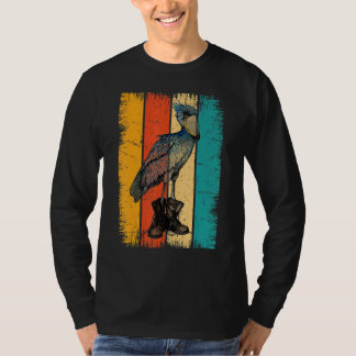 Vintage  Shoebill Stork Bird In work boots T-shirt