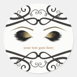 Vintage Sieraad Glamour Gouden Make-up Wimpers Fav Ronde Sticker